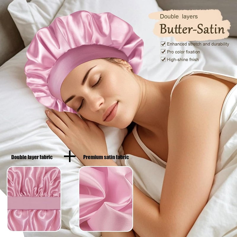Doitory Store Satin Silk Bonnet for Sleeping, Soft Satin Lined Hair Bonnet for Women, Double Layer Sleep Nightcap - Image 3